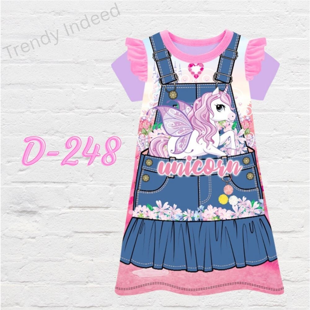 Girls casual dresses with cute cartoon and fantasy-inspired designs