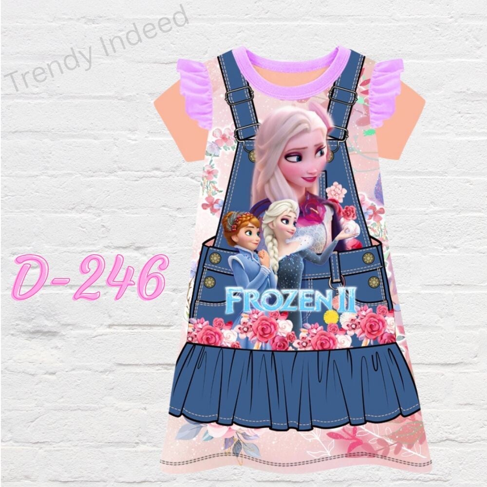 Colorful character-style dresses for girls with playful prints