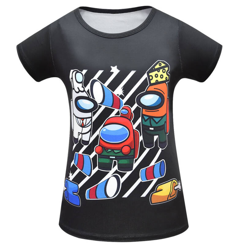 Kids game-style T-shirt with colorful cartoon character print