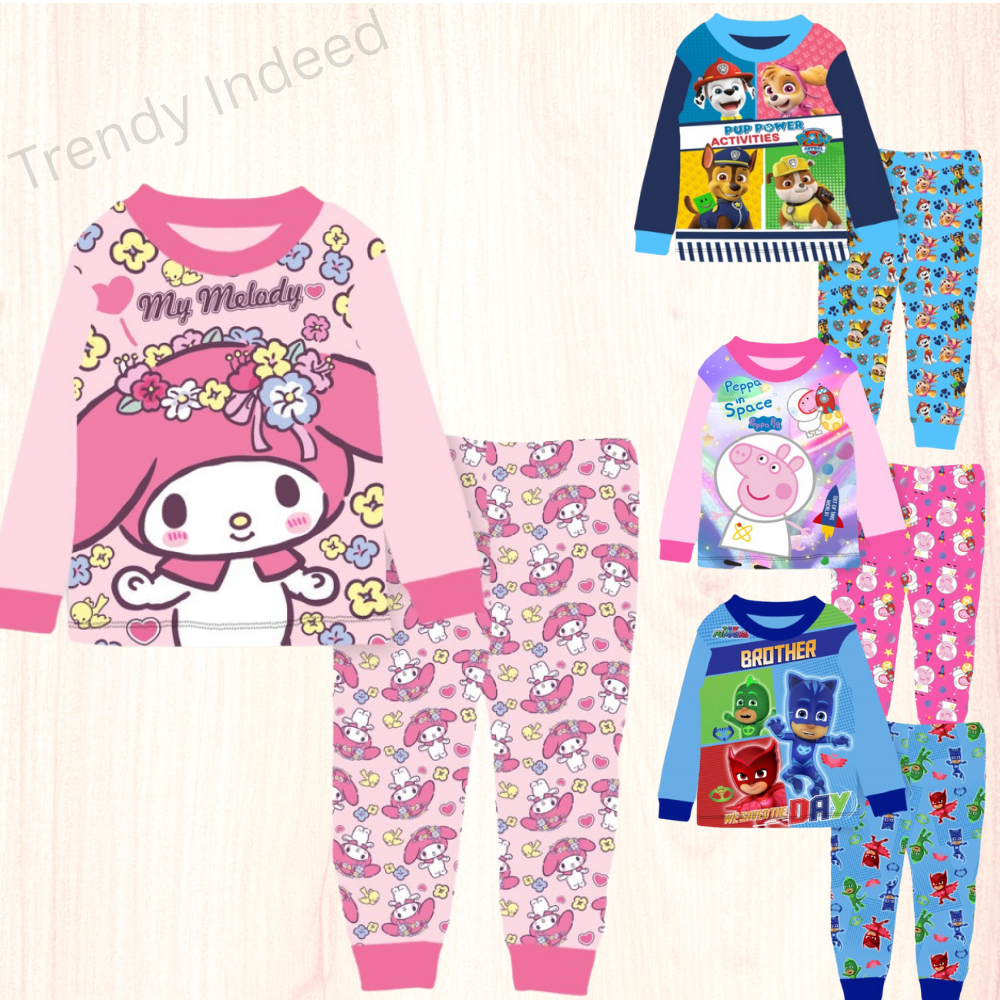Kids cozy pajama set with playful cartoon-themed graphics