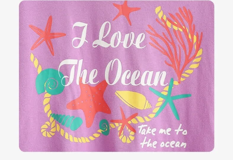 Cute ocean-themed girls T-shirt for summer daily wear