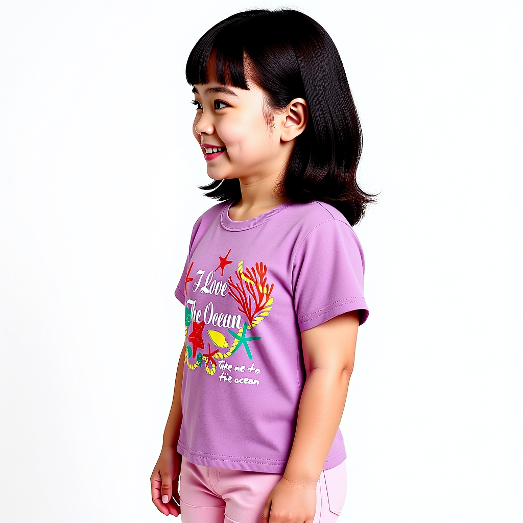Breathable cotton kids T-shirt with I love the ocean print
