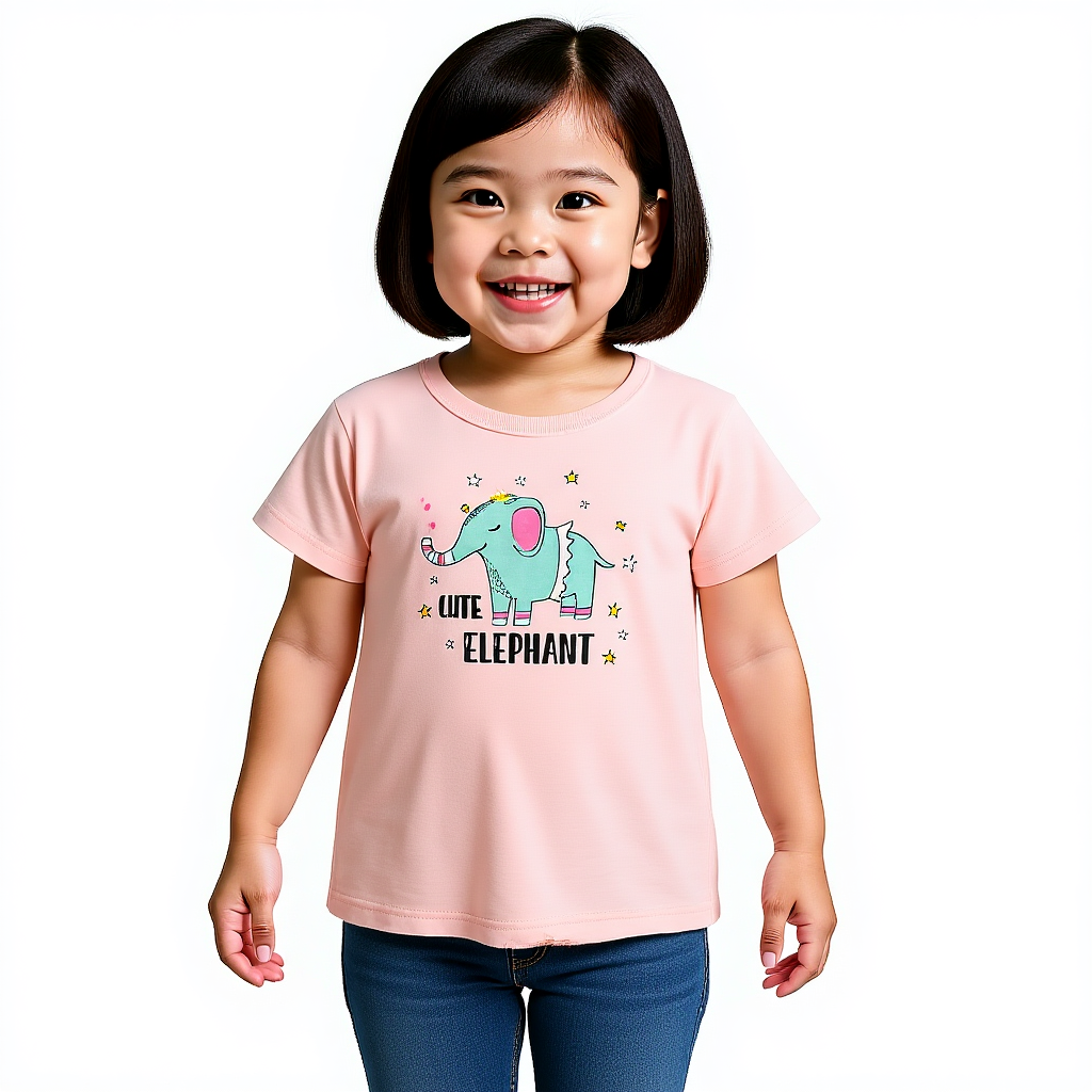 Girls breathable summer tee with cute animal graphics