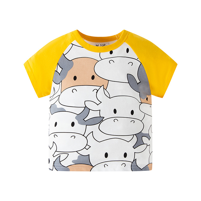 Lightweight cotton baby tee with cartoon cow design
