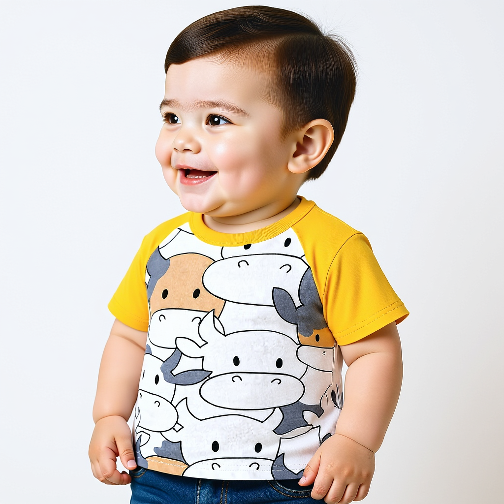 Soft cotton baby T-shirt with cute cow cartoon