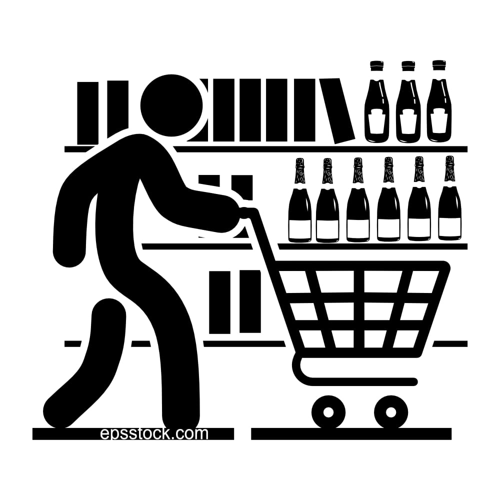 a man with a shopping basket in shop