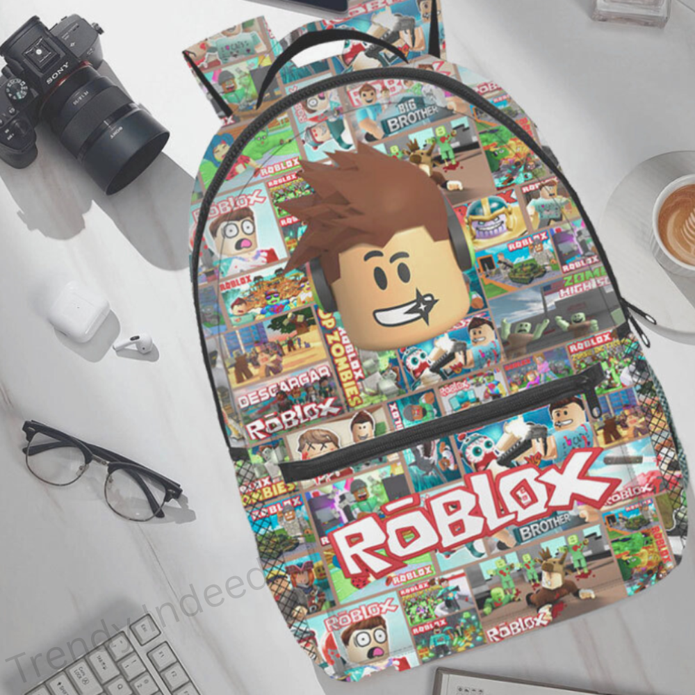 Block-style gaming inspired school backpack for kids
