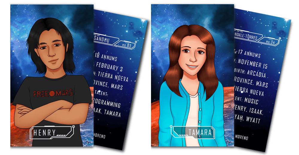 Mockup of art cards of Henry and Tamara