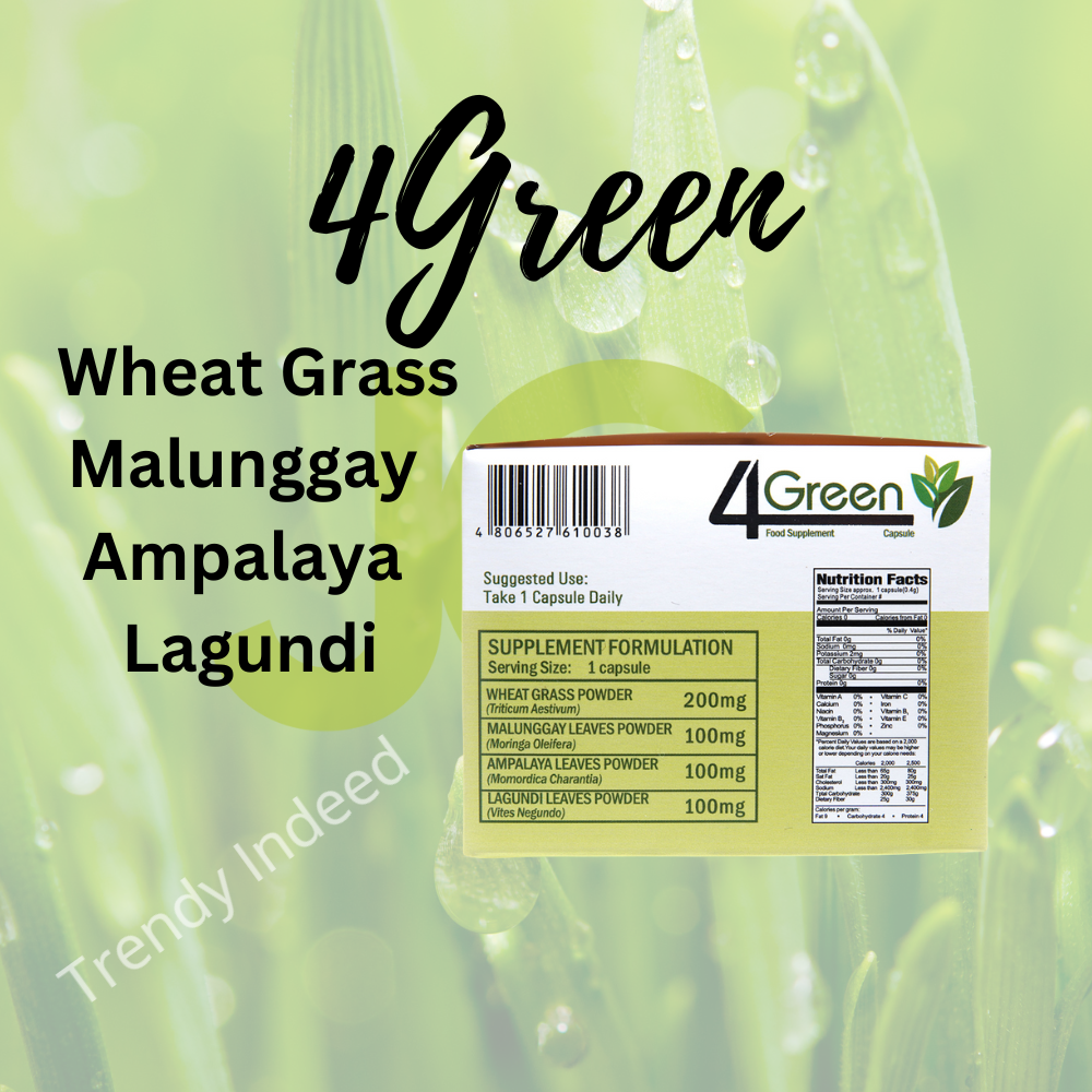 Energizing JC Premiere 4Green powder made from wheat grass, malunggay, ampalaya, and lagundi