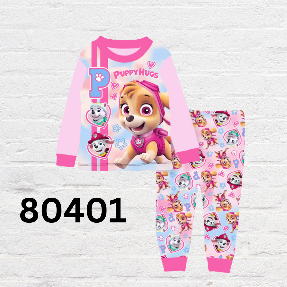 Children’s cartoon sleepwear for ages 3–8 featuring Paw Patrol and princess themes