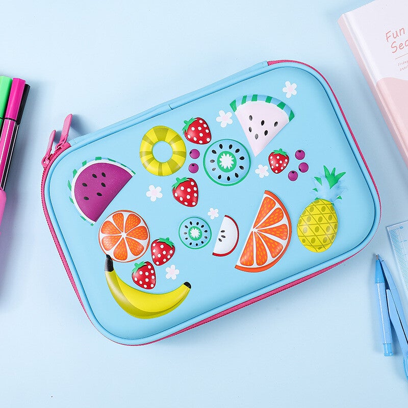 Large capacity kids pencil case with cartoon print