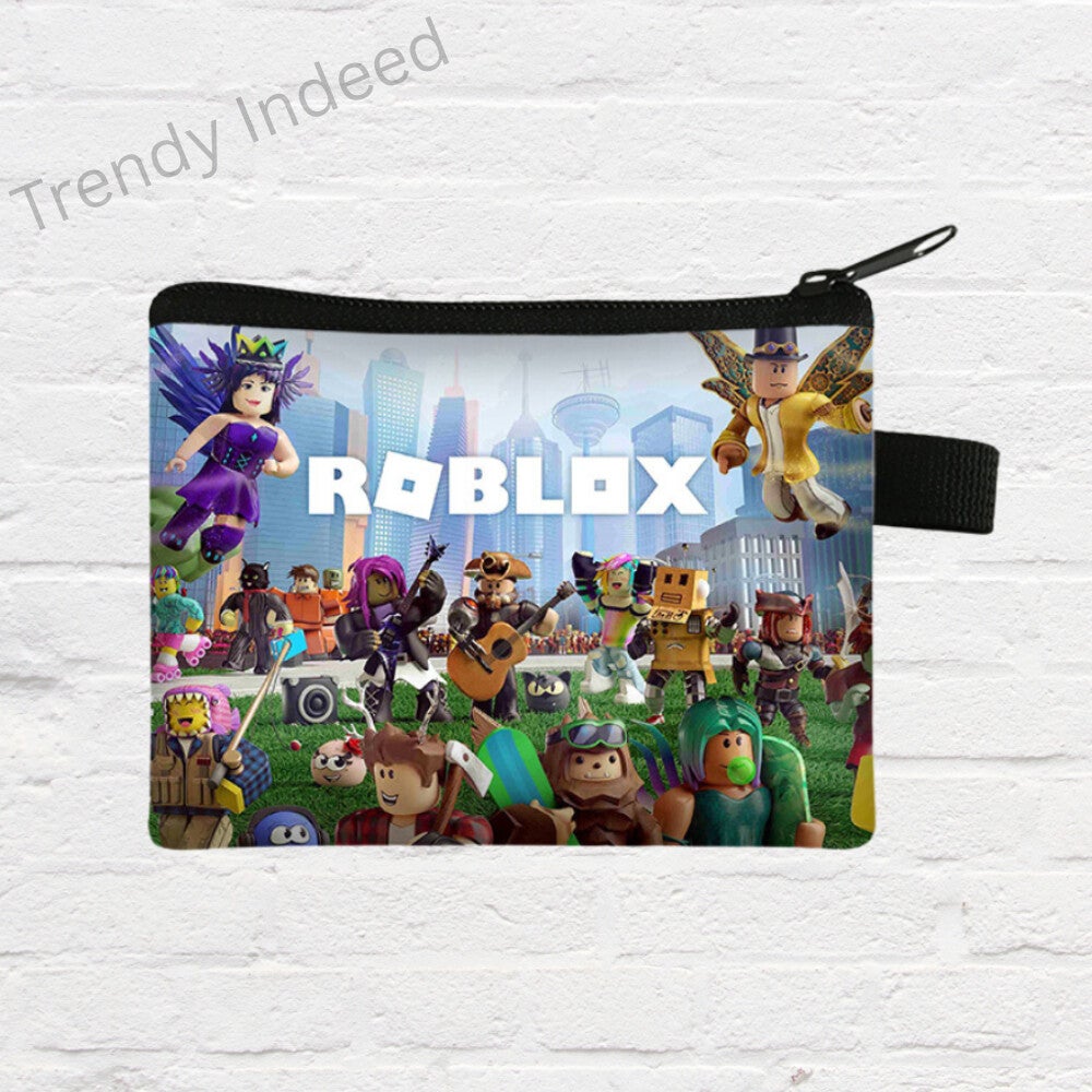 Gamer style block world kids wallet with zipper coin pouch