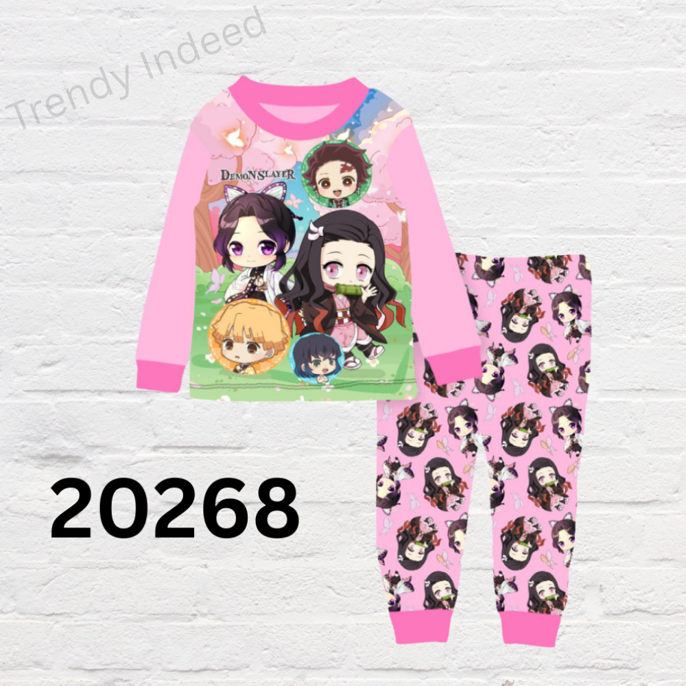 Soft kids pajamas ages 9–14 inspired by Pokémon, Demon Slayer, and Sumikko Gurashi