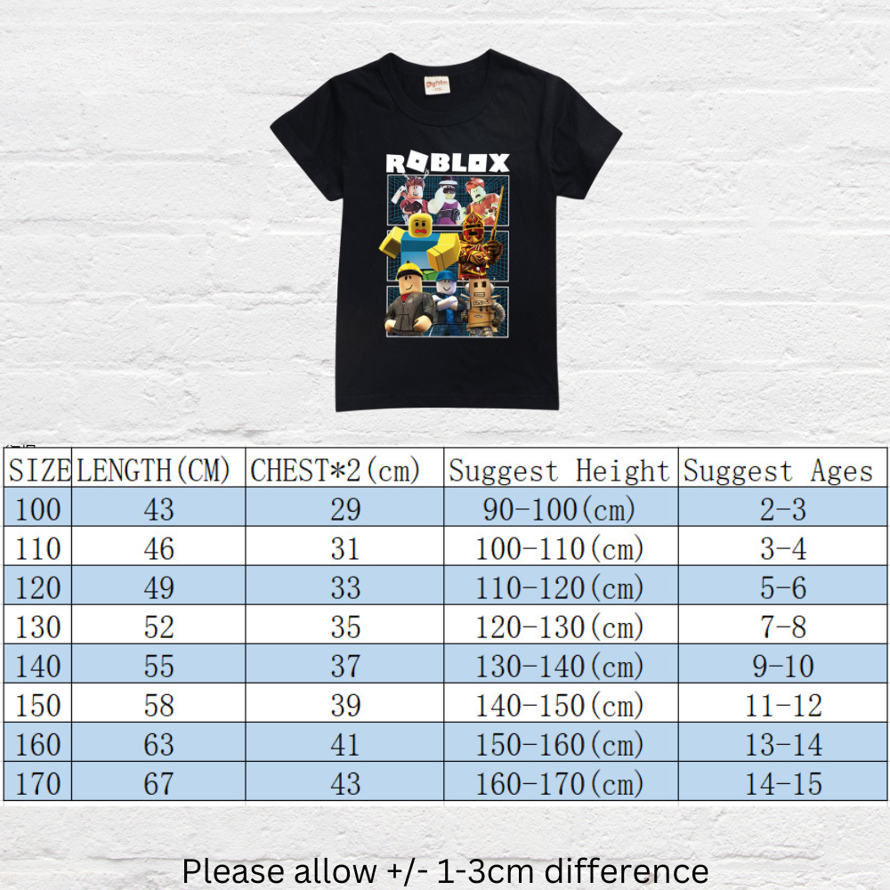 Kids cotton T-shirt with block-building game style cartoon print