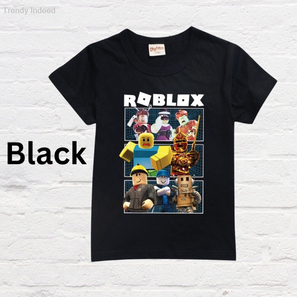 Cartoon game-inspired cotton tee for children sizes 100–170