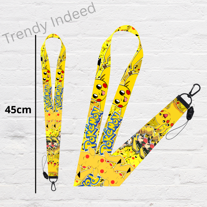 Pikachu cartoon card holder with lanyard kids badge strap Pokémon inspired design