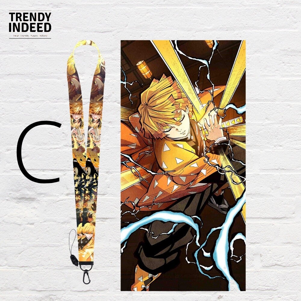 Demon Slayer inspired lanyard with card holder clip for phone and key accessories