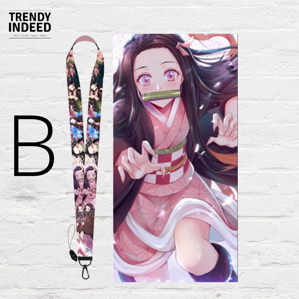 Anime Demon Slayer lanyard strap for keys, ID cards, and mobile phones