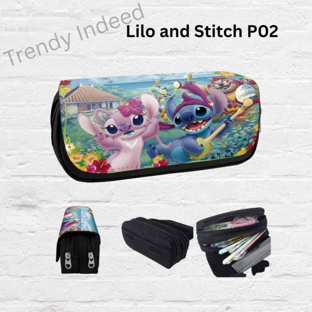 Cartoon Stitch style pencil case zipper pouch for kids and teens