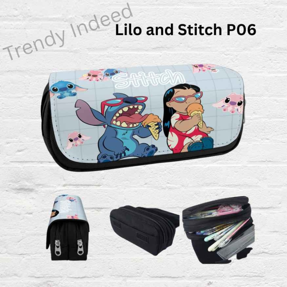 Kids Stitch style pencil pouch functional cartoon accessory
