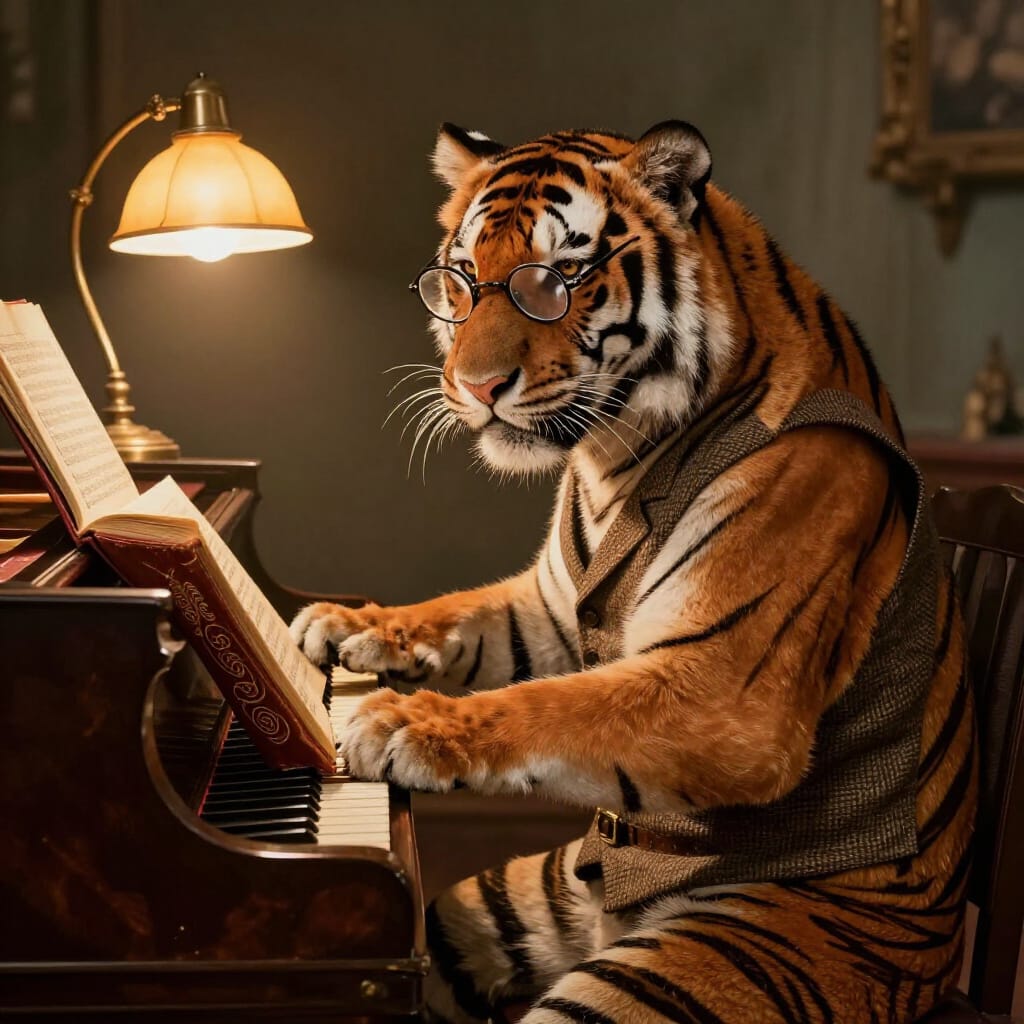 A Tiger Writing Music
