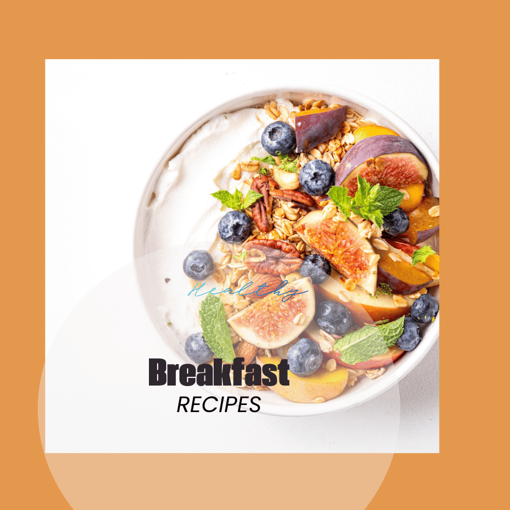 "Healthy Breakfast Recipes book cover with colorful fruits and breakfast dishes"  "Healthy morning meals PDF cover with smoothie and oatmeal bowl"