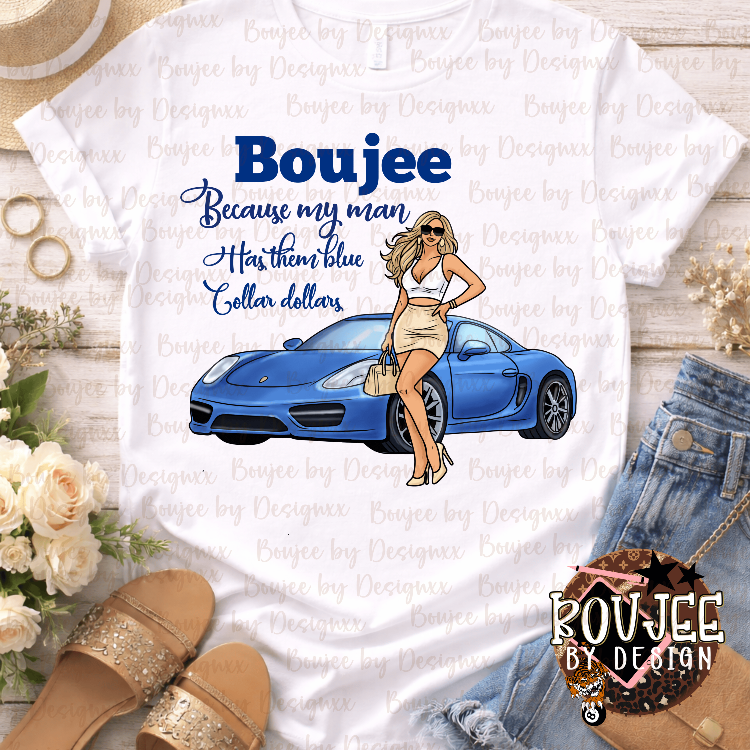 Boujee Because My Man Has Them Blue Collar Dollars PNG | Sassy Wife PNG ...