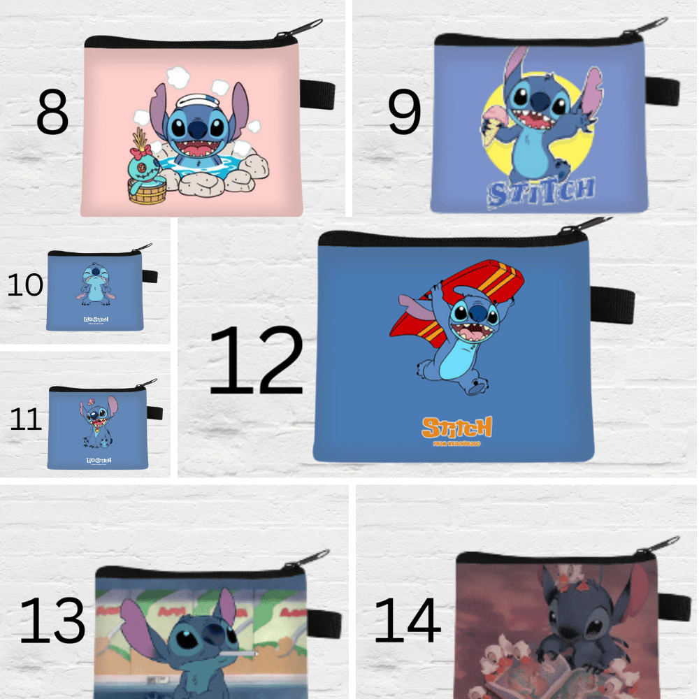 Cartoon alien-inspired mini wallet with zipper closure