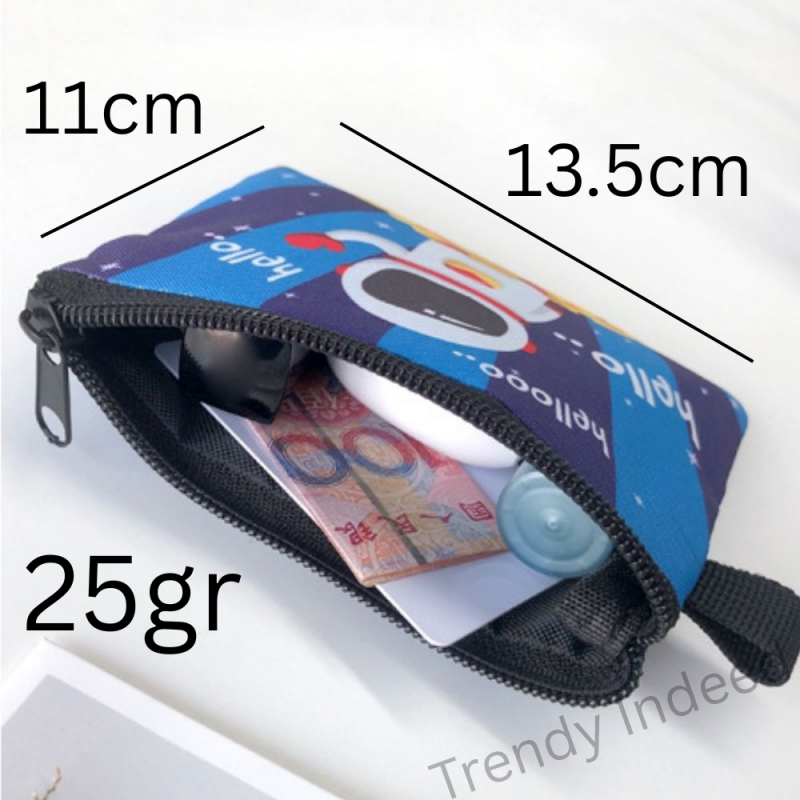 Compact kids wallet with cute blue alien design