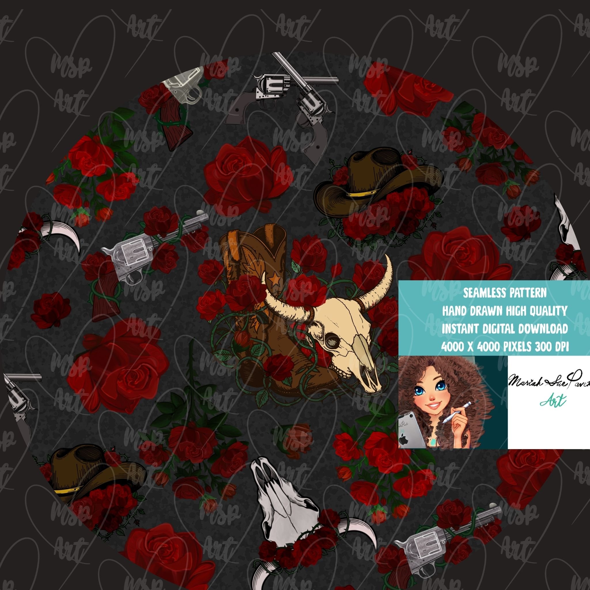 Western Skulls 3 pattern Bundle - Gray - Payhip