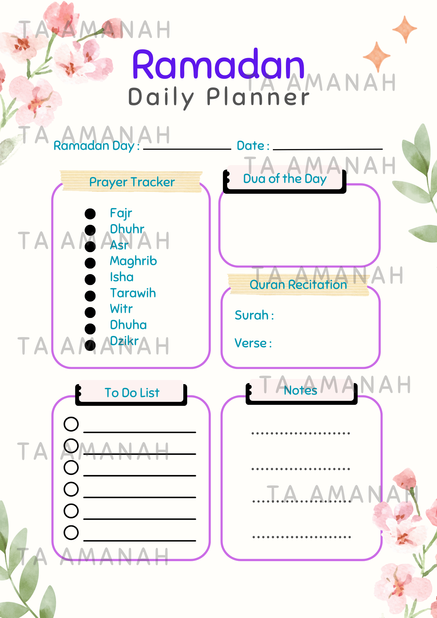 Ramadan Printable Planner & Daily Salah Tracker - Payhip