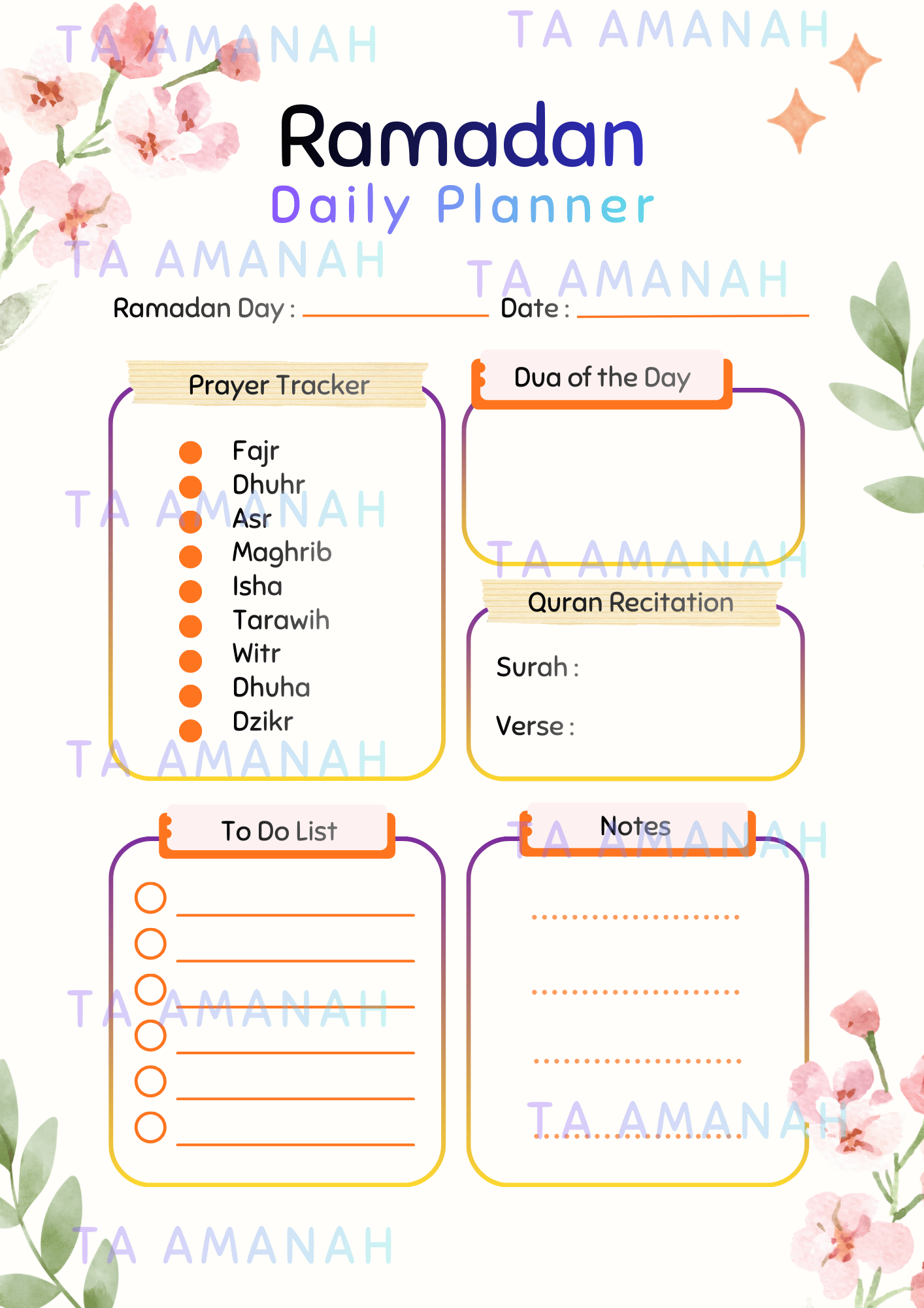 Ramadan Printable Planner & Daily Salah Tracker - Payhip