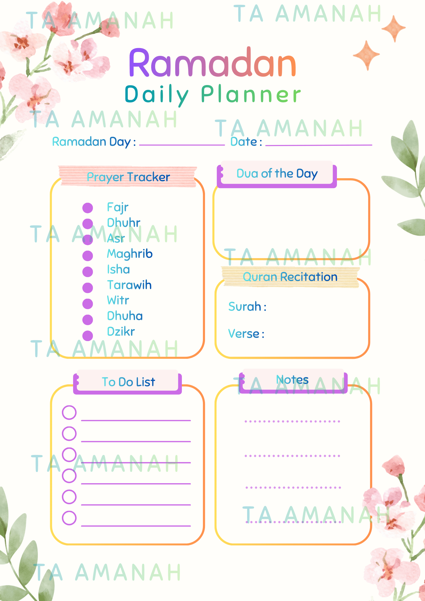 Ramadan Printable Planner & Daily Salah Tracker - Payhip