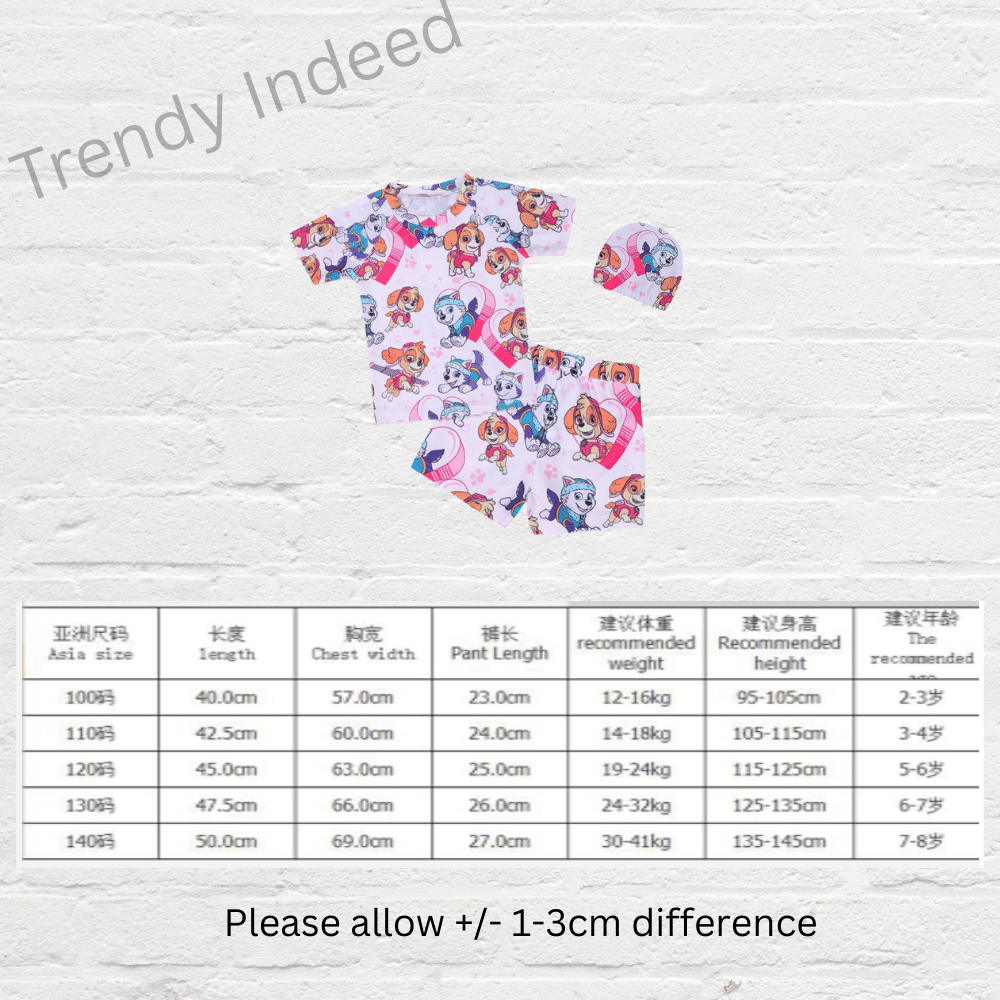 Children’s cartoon pup swimwear for boys and girls