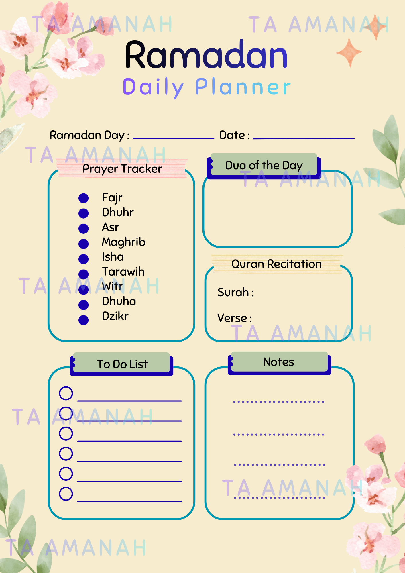 Ramadan Printable Planner & Daily Salah Tracker - Payhip