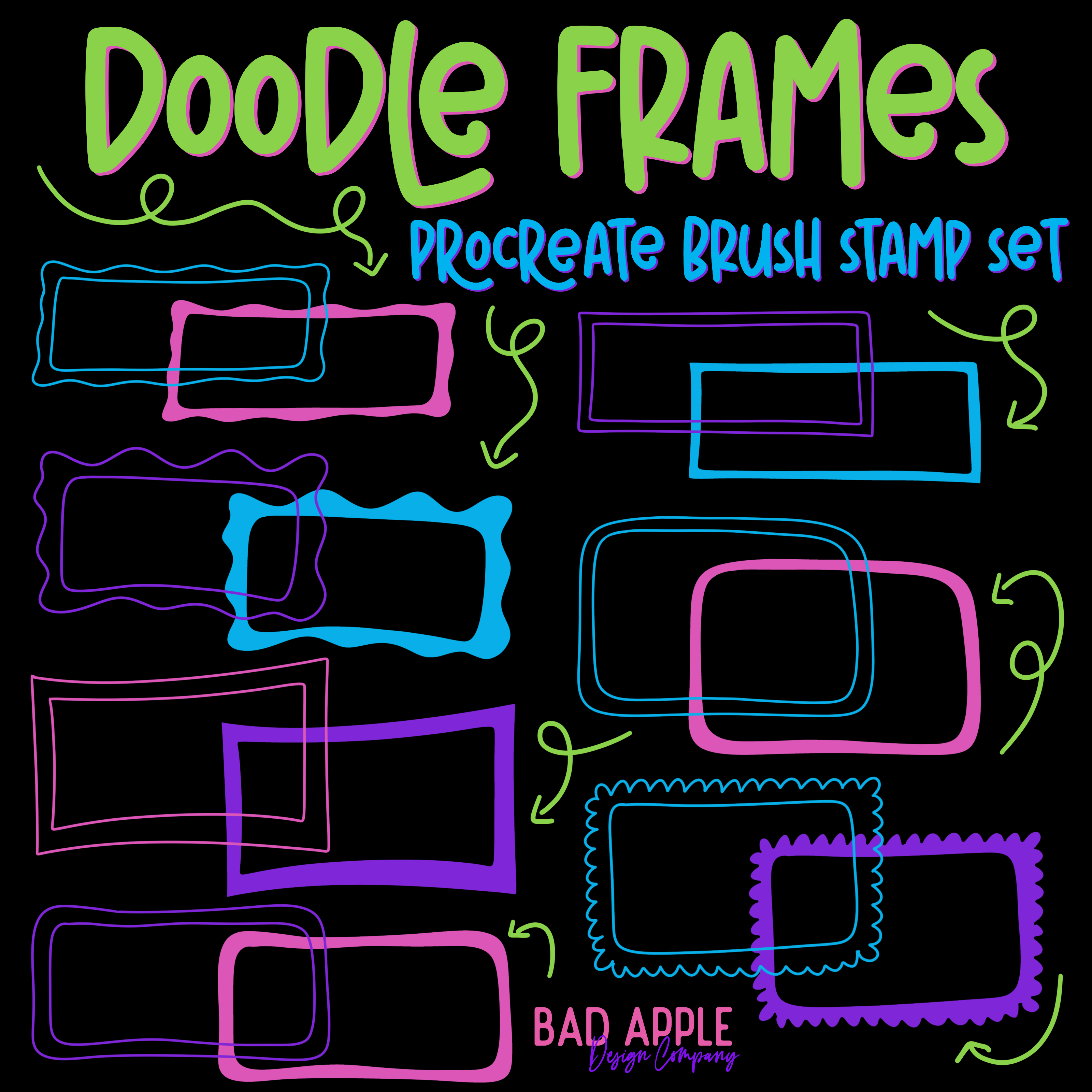 Doodle Frames 2 Procreate Brush Stamp Set - Payhip