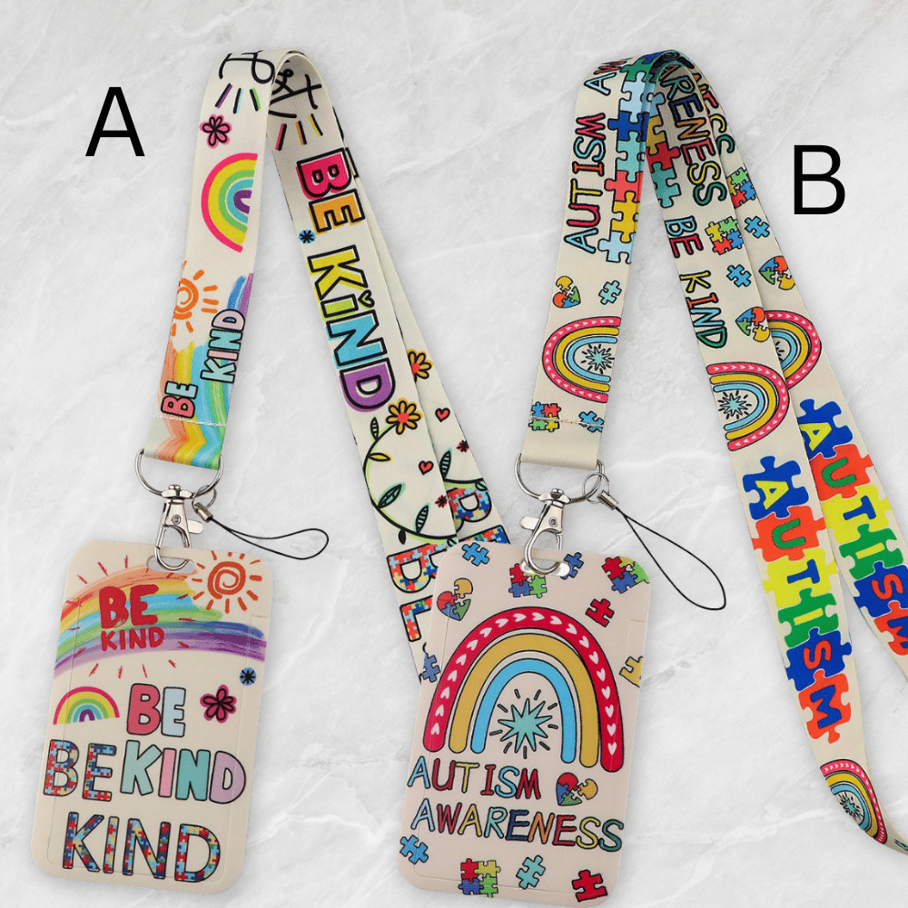 Autism awareness Be Kind lanyard with ID card holder