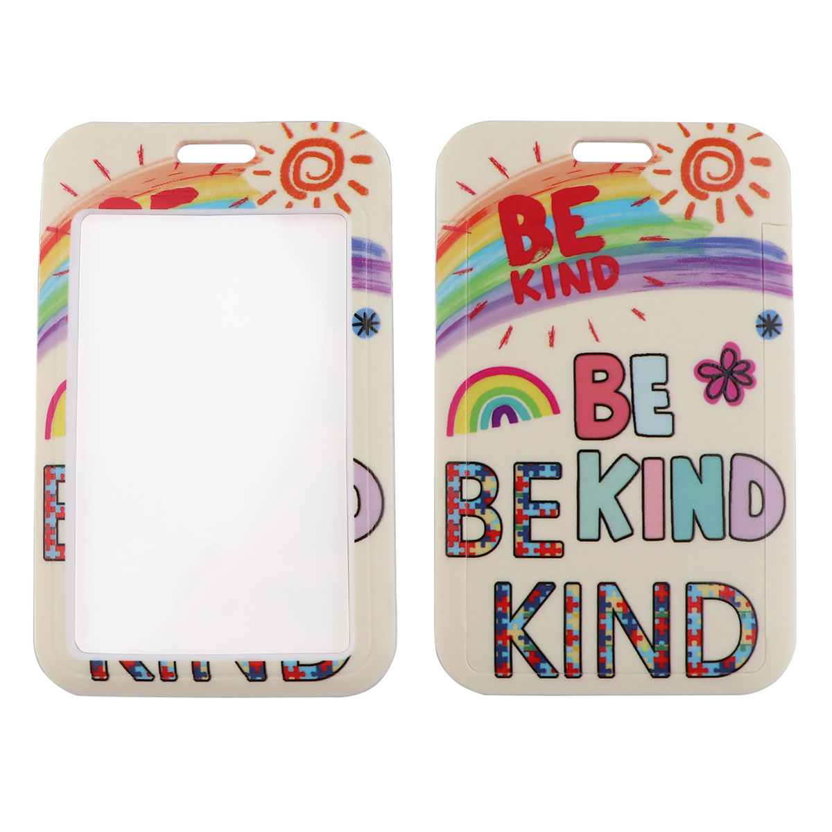 Inspirational Be Kind autism awareness lanyard with card holder