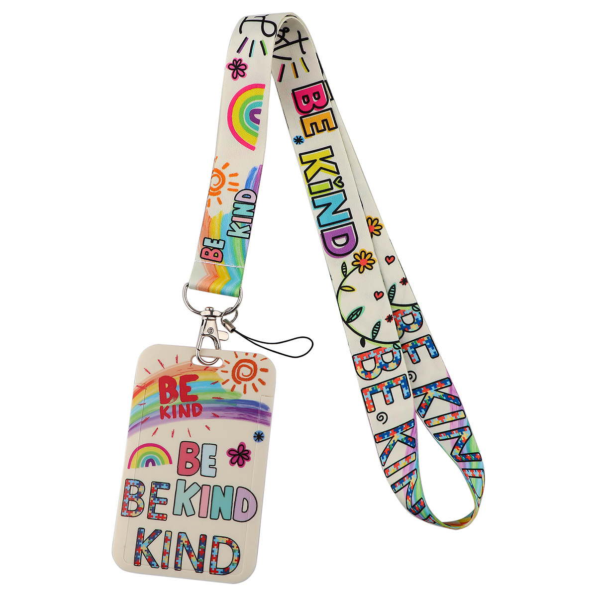 Autism awareness Be Kind lanyard with secure card sleeve