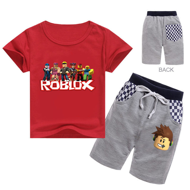 Kids Roblox-inspired top and shorts set for casual wear