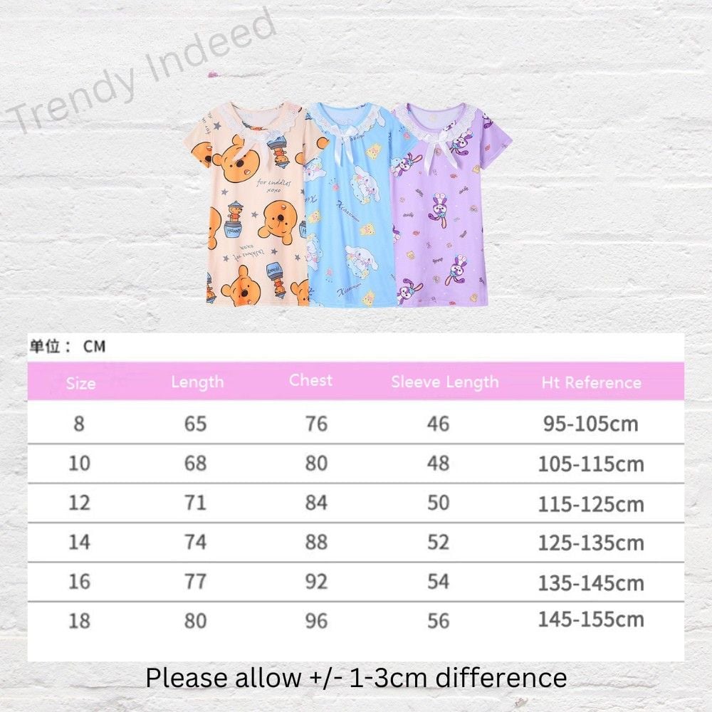 Kids cartoon-themed sleep dress for comfortable bedtime