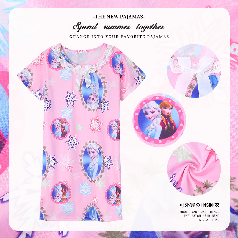 Cute cartoon print girls nightgown for toddlers and kids