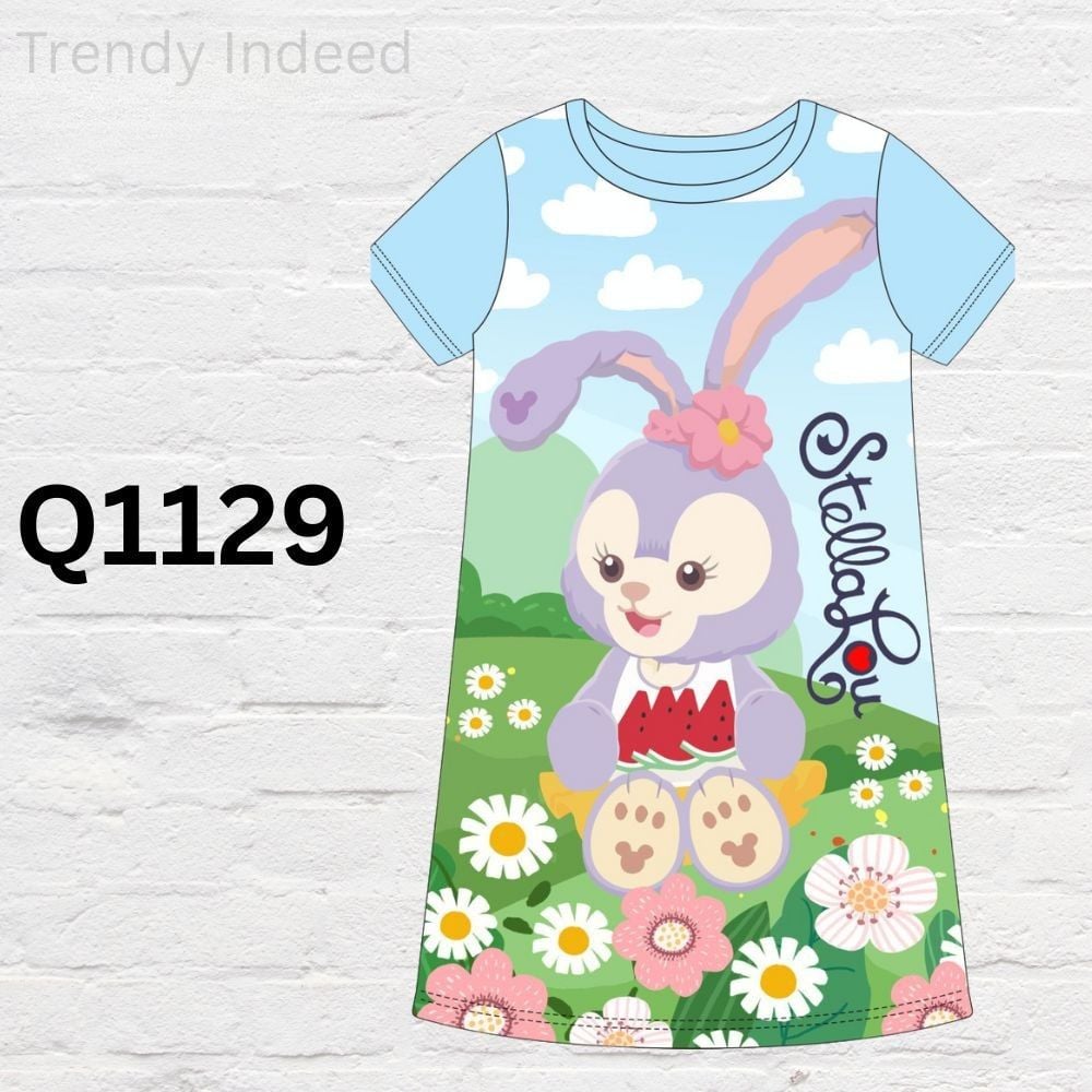 Girls cute cartoon theme cotton summer dress