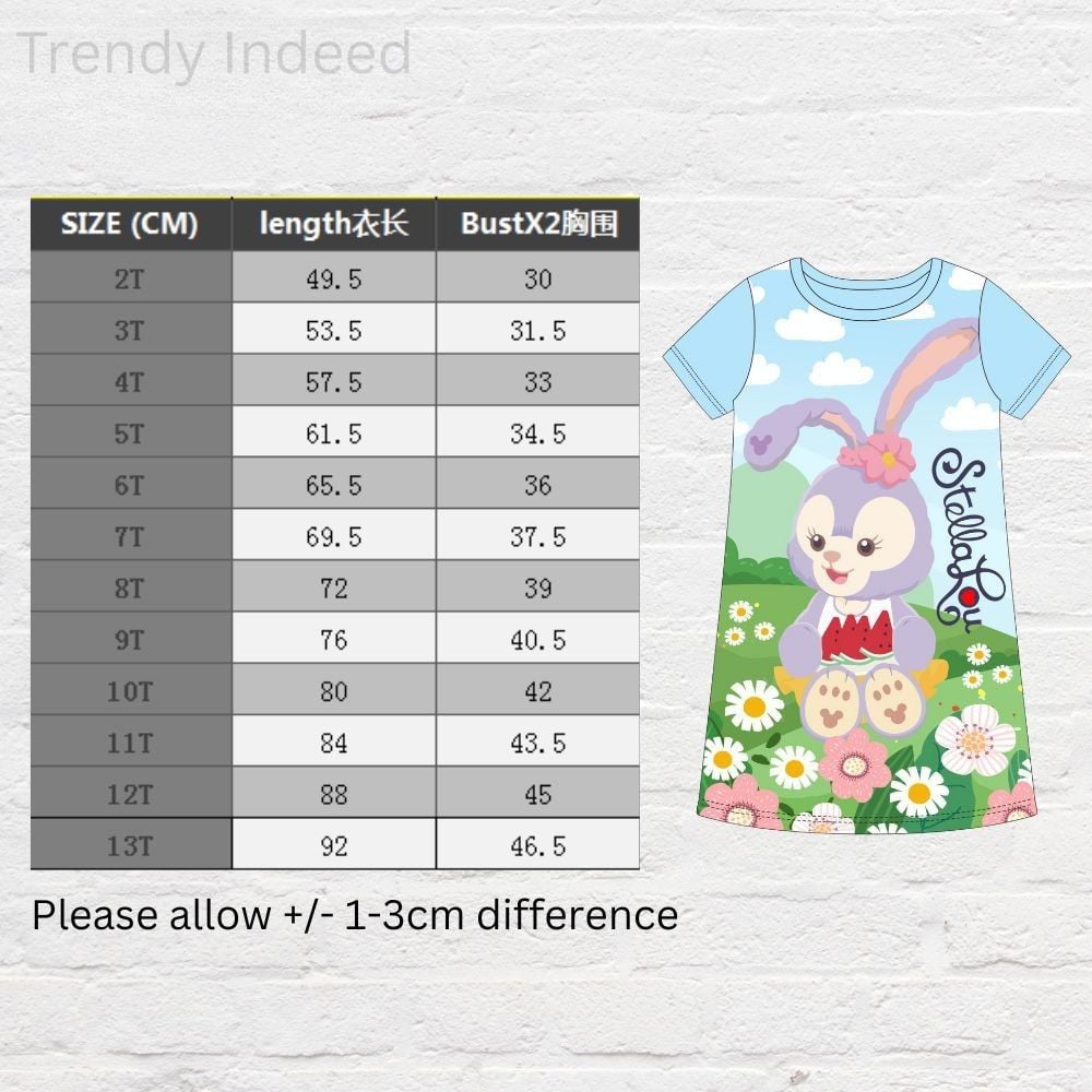Children’s cotton dress with fun cartoon-style prints