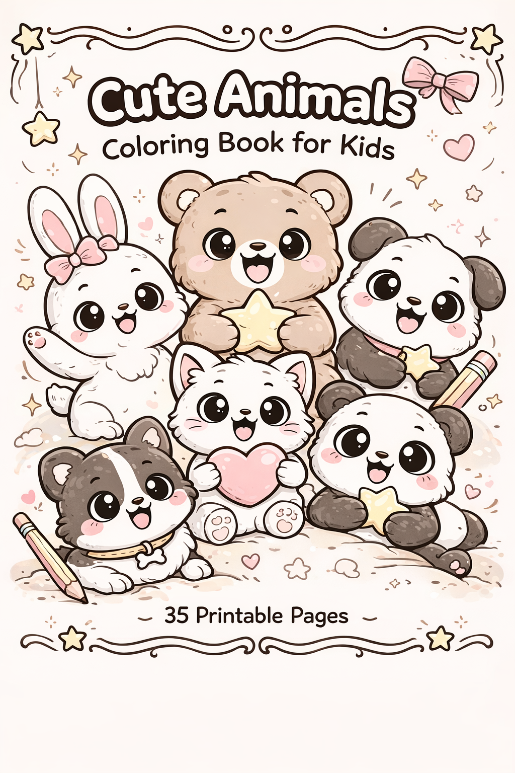 Cute Animals Coloring Book for Kids – 35 Pages of Calm, Fun & Creativity