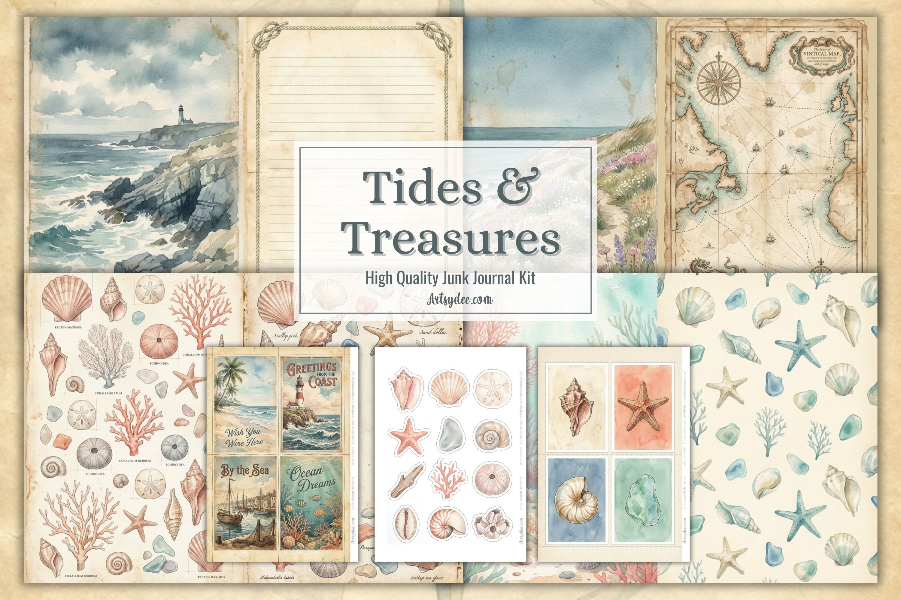 Tides & Treasures — Ocean & Seaside Junk Journal Kit