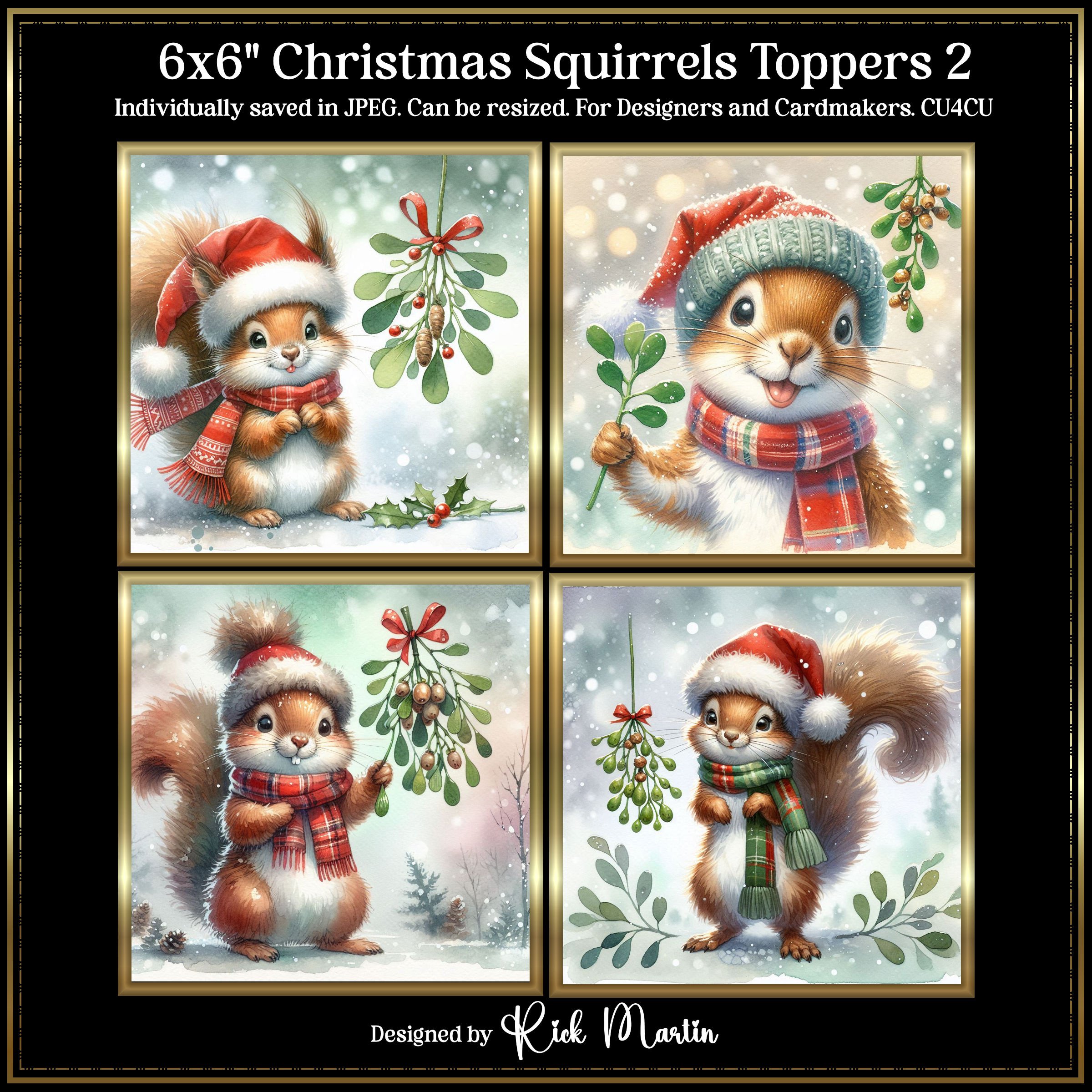 Christmas Squirrels 2 Illustrations 1-4 JPEG - Payhip