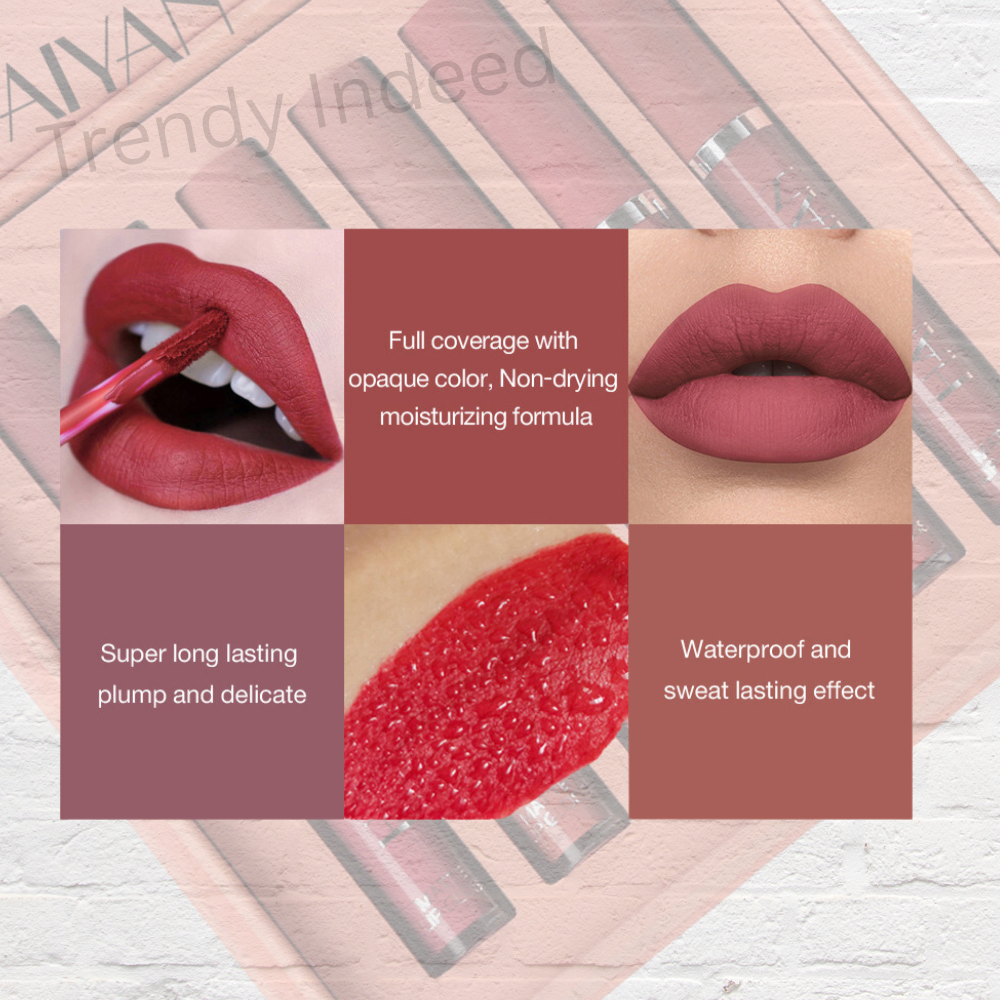 Handaiyan 6-piece liquid lipstick set with waterproof matte finish