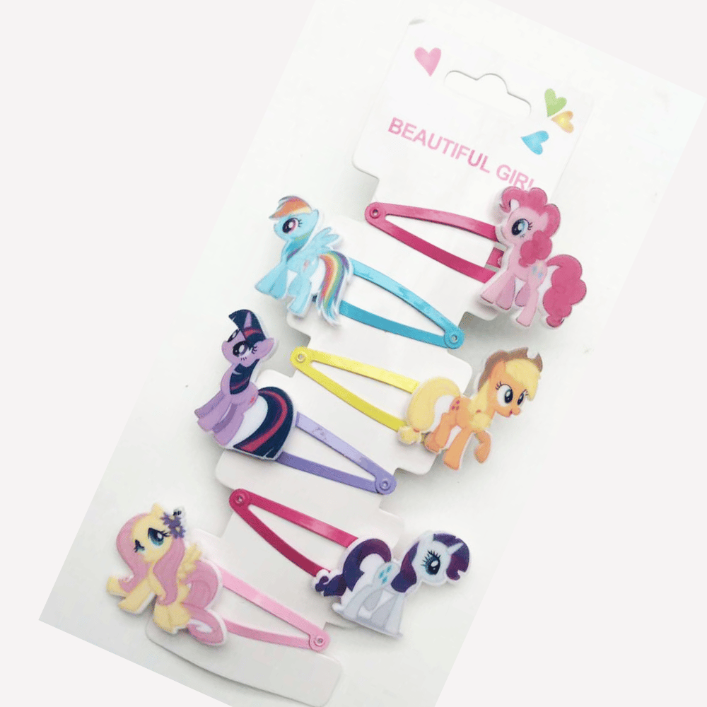 Girls hair tie set with colorful cartoon-inspired design