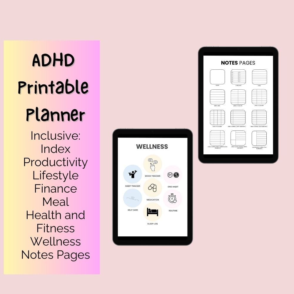 Adult focus planner for ADHD organization